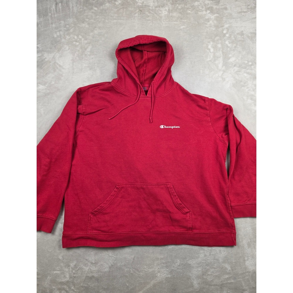 Champion Hoodie Women 3XL Red Sweatshirt Athleticwear Pullover Logo Fleece